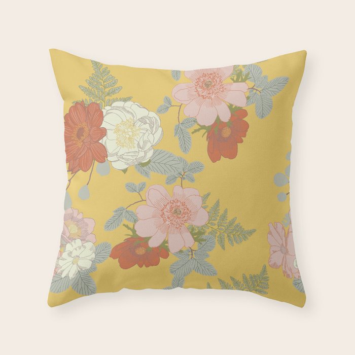 Bonjour in Yellow Throw Pillow Gallery Image 1