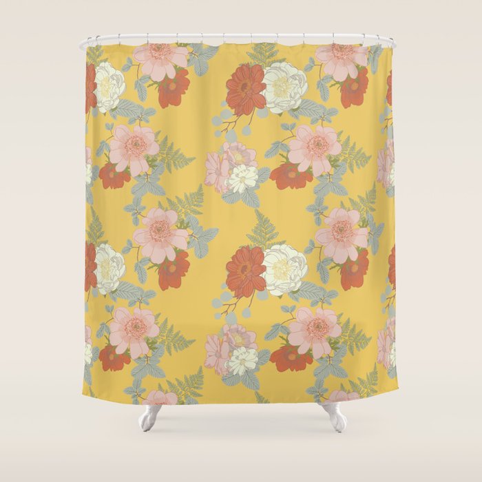 Bonjour in Yellow Shower Curtain Gallery Image 1
