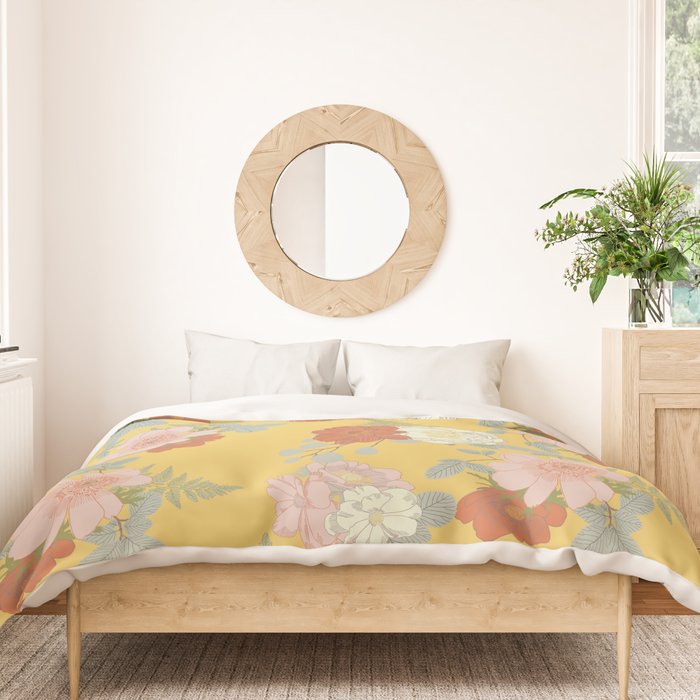Bonjour in Yellow Duvet Cover Gallery Image 3