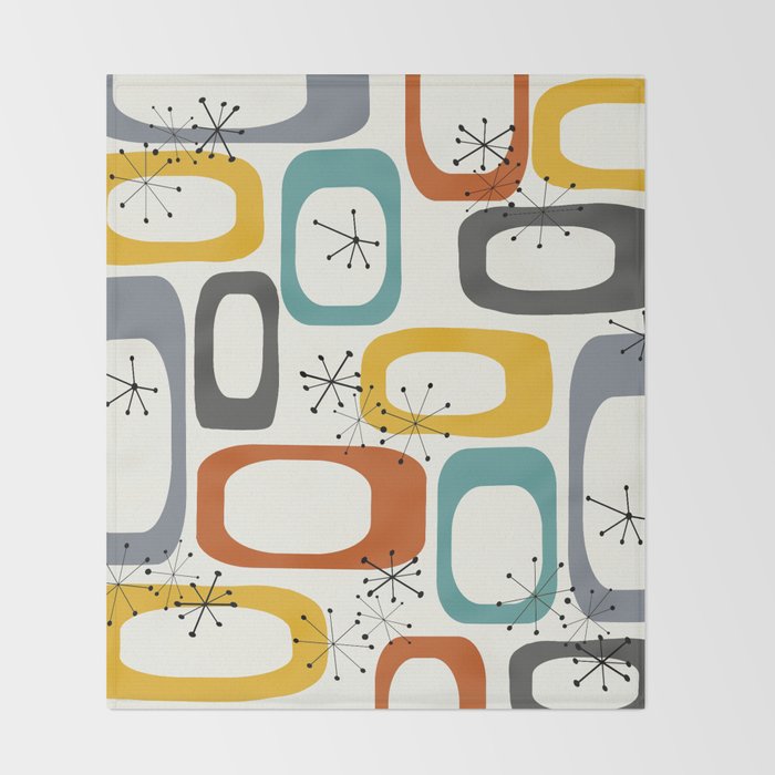 Mid Century Modern Shapes 02 #society6 #buyart Throw Blanket Gallery Image 2