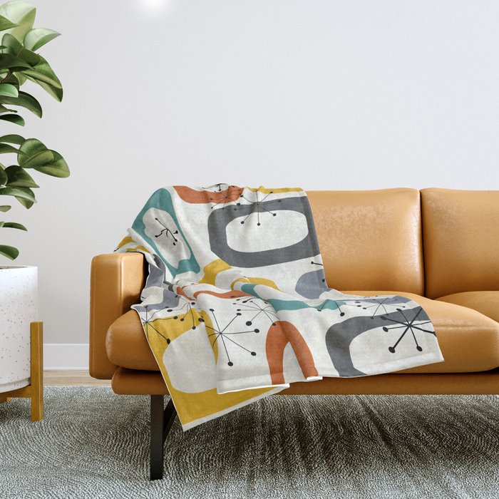 Mid Century Modern Shapes 02 #society6 #buyart Throw Blanket Gallery Image 1