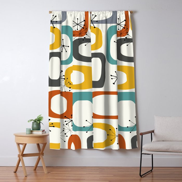 Mid Century Modern Shapes 02 #society6 #buyart Window Curtain Gallery Image 1