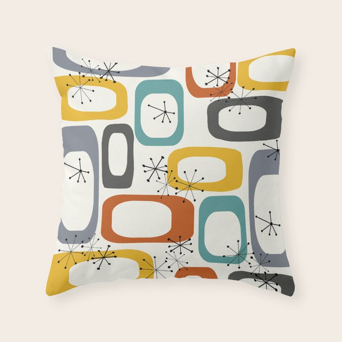 Mid Century Modern Shapes 02 #society6 #buyart Throw Pillow Gallery Image 1