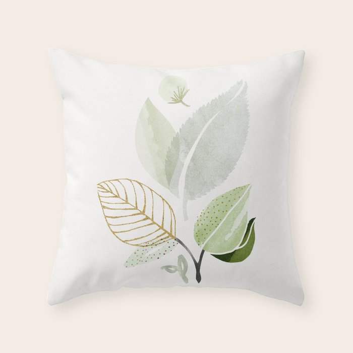 Forest Bouquet II Botanical Shapes Throw Pillow Gallery Image 1