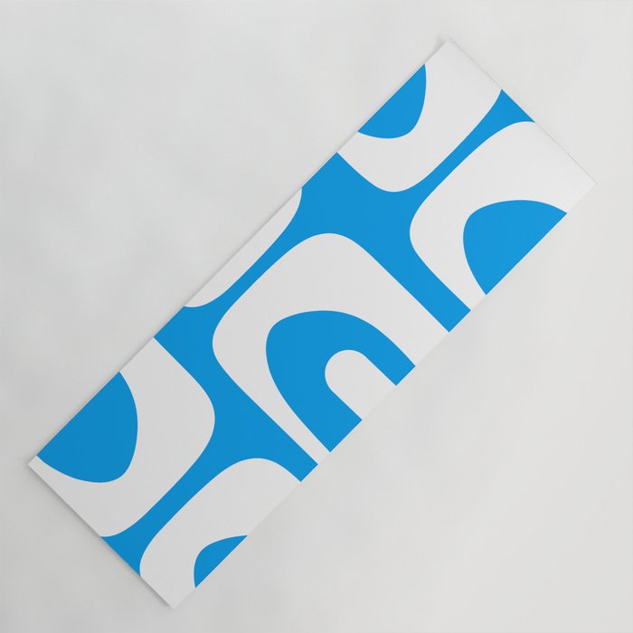 Blue and White Mid Century Modern Piquet Minimalist Abstract Pattern Yoga Mat Gallery Image 1