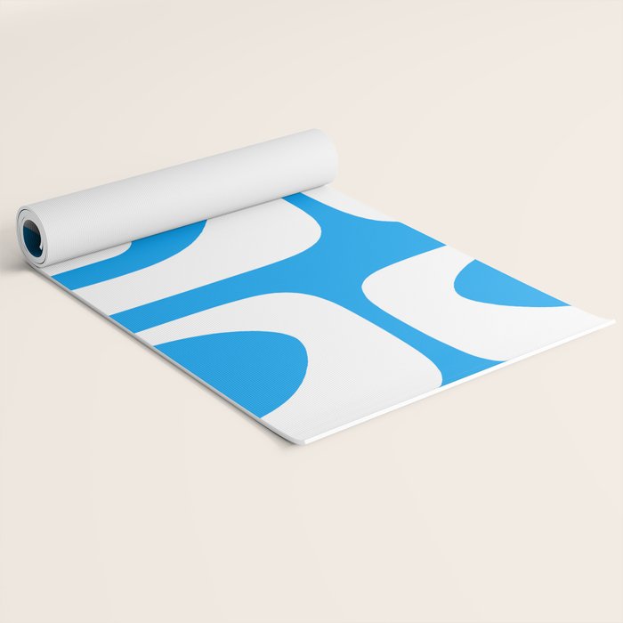 Blue and White Mid Century Modern Piquet Minimalist Abstract Pattern Yoga Mat Gallery Image 2