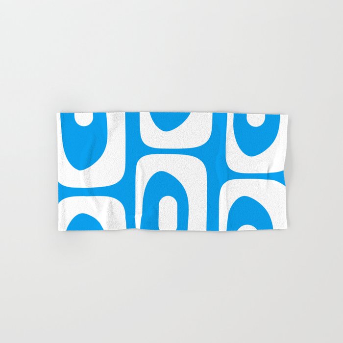 Blue and White Mid Century Modern Piquet Minimalist Abstract Pattern Bath Towel Gallery Image 1