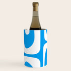 Blue and White Mid Century Modern Piquet Minimalist Abstract Pattern Wine Chiller Gallery Image 2