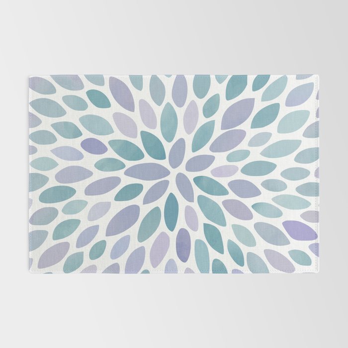 Festive, Flower Bloom, Purple and Teal, Floral Prints Rug Gallery Image 2