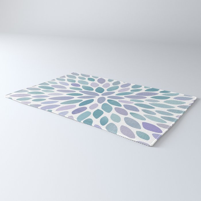 Festive, Flower Bloom, Purple and Teal, Floral Prints Rug Gallery Image 3