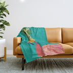 Flamingo Vibes |Tropical Pink Bird Pineapple on Head| Renee Davis Throw Blanket Gallery Image 1
