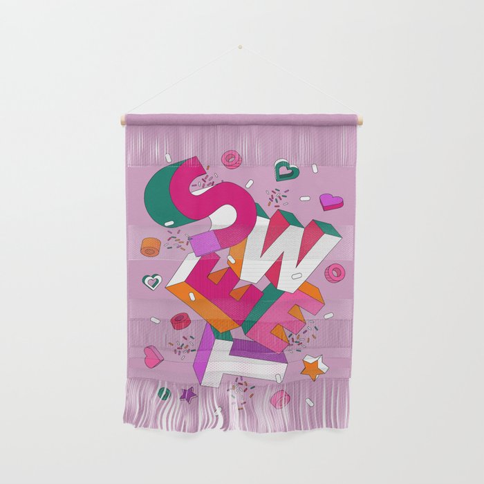 SWEET - colorful typography on pink Wall Hanging Gallery Image 1