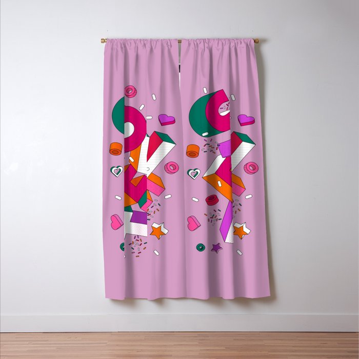 SWEET - colorful typography on pink Window Curtain Gallery Image 3
