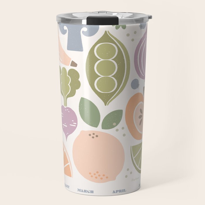 Fruits and Veggies 2025 Calendar Pastel Travel Mug Gallery Image 1