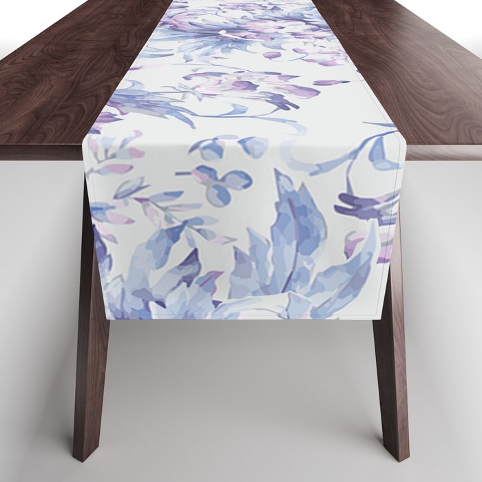 Elegant vintage pink lavender white blue floral Table Runner Gallery Image 1