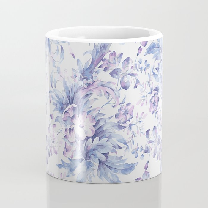 Elegant vintage pink lavender white blue floral Coffee Mug Gallery Image 4