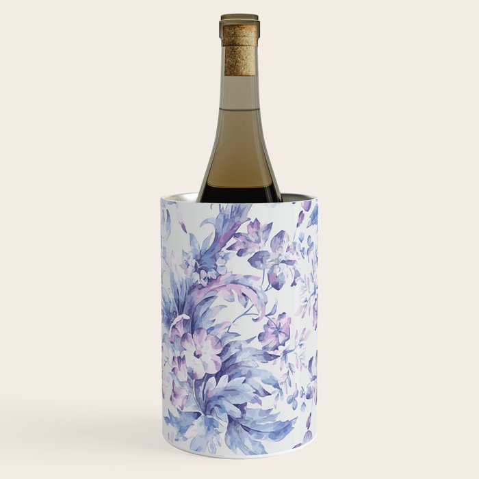 Elegant vintage pink lavender white blue floral Wine Chiller Gallery Image 1