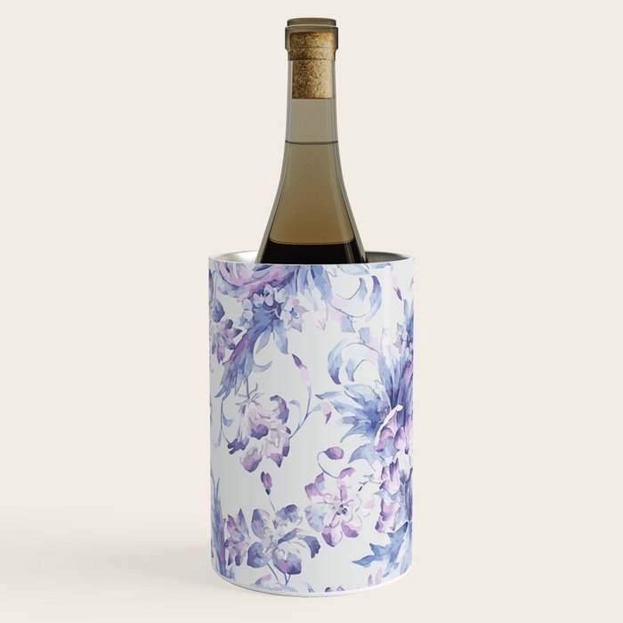 Elegant vintage pink lavender white blue floral Wine Chiller Gallery Image 2