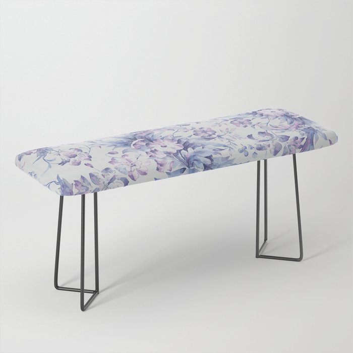 Elegant vintage pink lavender white blue floral Bench Gallery Image 1