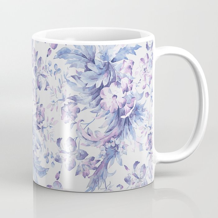 Elegant vintage pink lavender white blue floral Coffee Mug Gallery Image 1