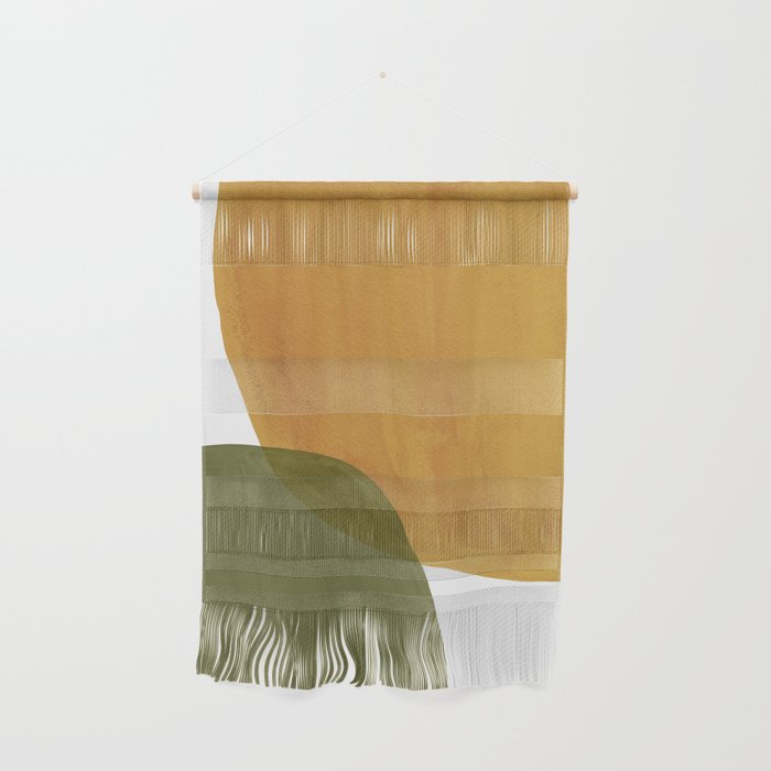 Olive green and mustard shapes Wall Hanging Gallery Image 1