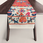 Large Medallion Suzani Bokhara Uzbekistan Embroidery Print Table Runner Gallery Image 1