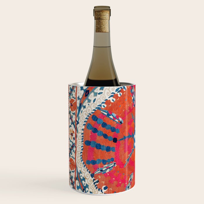 Large Medallion Suzani Bokhara Uzbekistan Embroidery Print Wine Chiller Gallery Image 2
