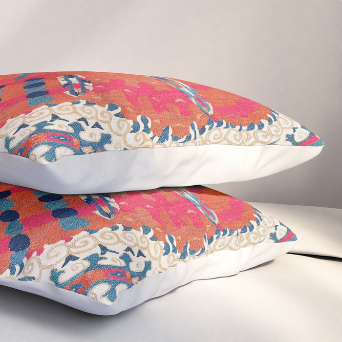 Large Medallion Suzani Bokhara Uzbekistan Embroidery Print Pillow Sham Gallery Image 3