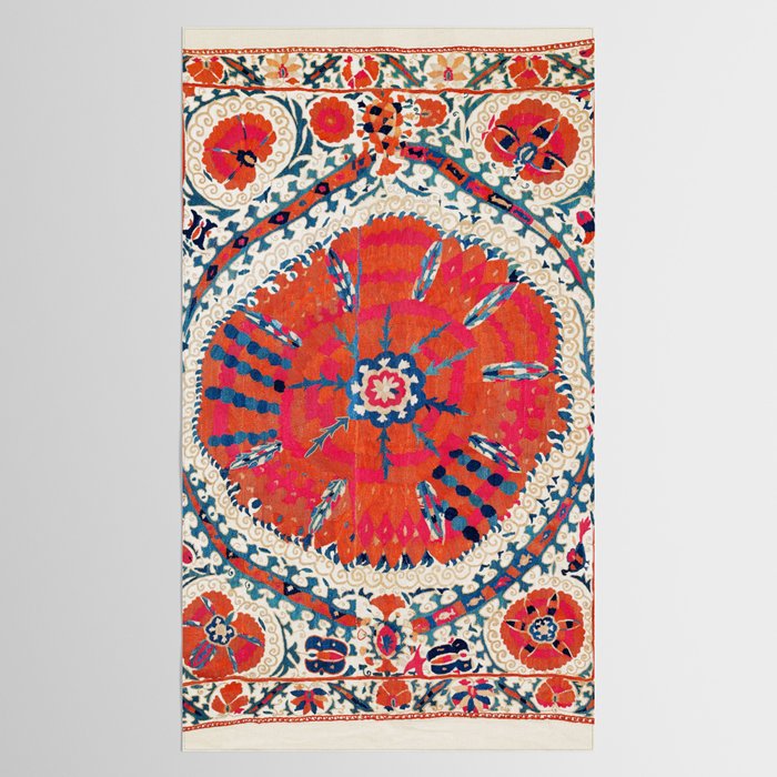Large Medallion Suzani Bokhara Uzbekistan Embroidery Print Tablecloth Gallery Image 2