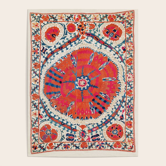 Large Medallion Suzani Bokhara Uzbekistan Embroidery Print Poster Gallery Image 4