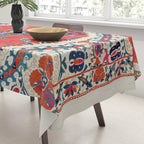 Large Medallion Suzani Bokhara Uzbekistan Embroidery Print Tablecloth Gallery Image 3