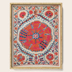 Large Medallion Suzani Bokhara Uzbekistan Embroidery Print Serving Tray Gallery Image 1