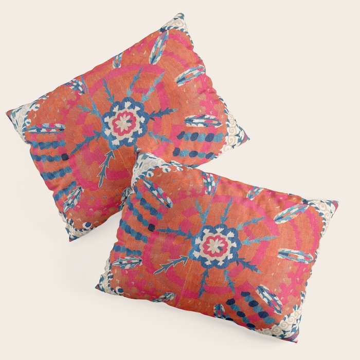 Large Medallion Suzani Bokhara Uzbekistan Embroidery Print Pillow Sham Gallery Image 1