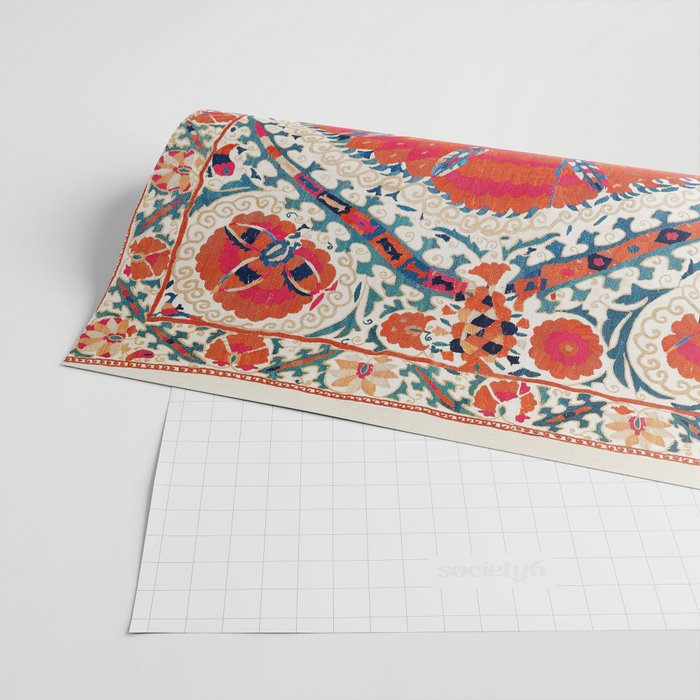Large Medallion Suzani Bokhara Uzbekistan Embroidery Print Wrapping Paper Gallery Image 2