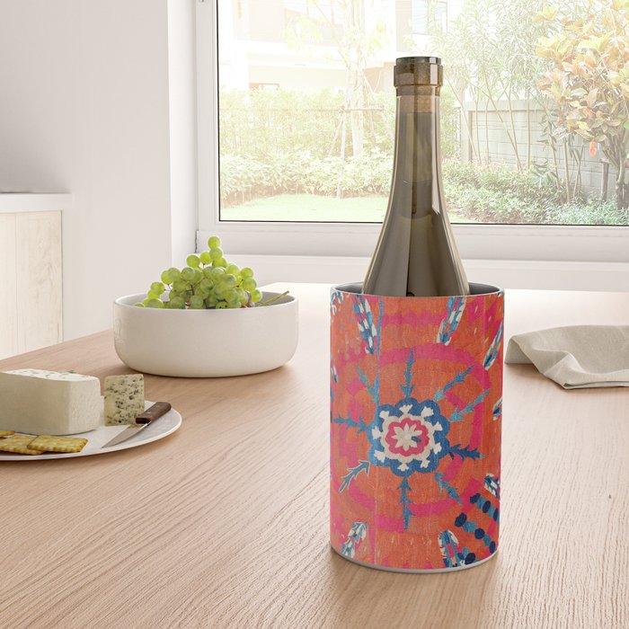 Large Medallion Suzani Bokhara Uzbekistan Embroidery Print Wine Chiller Gallery Image 4