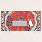 Large Medallion Suzani Bokhara Uzbekistan Embroidery Print Desk Mat Gallery Image 1
