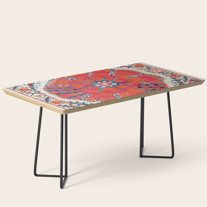 Large Medallion Suzani Bokhara Uzbekistan Embroidery Print Coffee Table Gallery Image 1