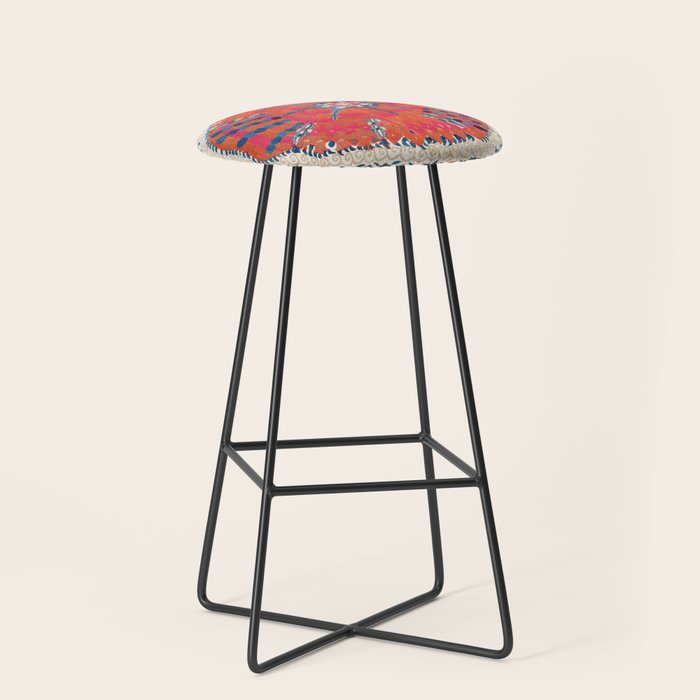 Large Medallion Suzani Bokhara Uzbekistan Embroidery Print Stool Gallery Image 1