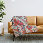 Large Medallion Suzani Bokhara Uzbekistan Embroidery Print Throw Blanket Gallery Image 1