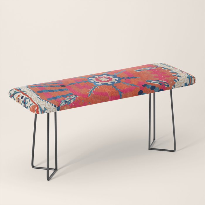 Large Medallion Suzani Bokhara Uzbekistan Embroidery Print Bench Gallery Image 1