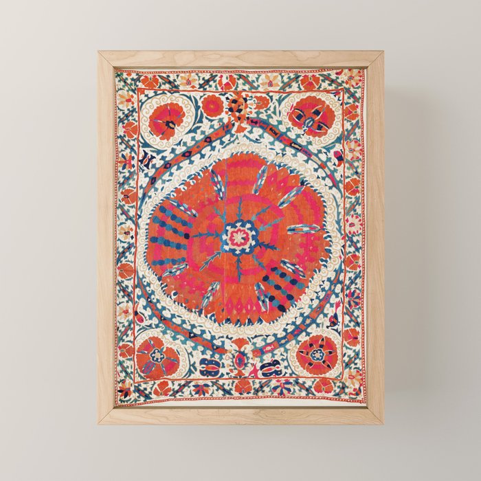 Large Medallion Suzani Bokhara Uzbekistan Embroidery Print Mini Art Print Gallery Image 1