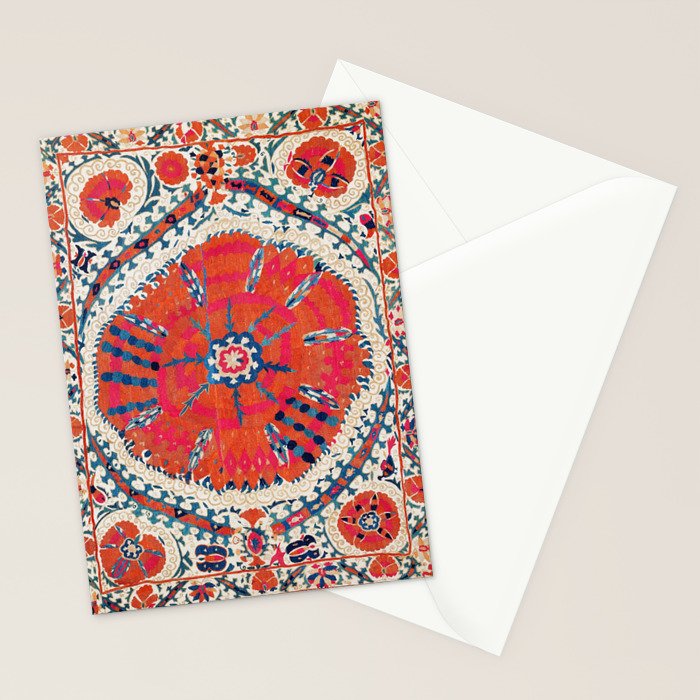 Large Medallion Suzani Bokhara Uzbekistan Embroidery Print Stationery Card Gallery Image 2