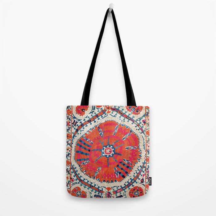 Large Medallion Suzani Bokhara Uzbekistan Embroidery Print Tote Bag Gallery Image 2