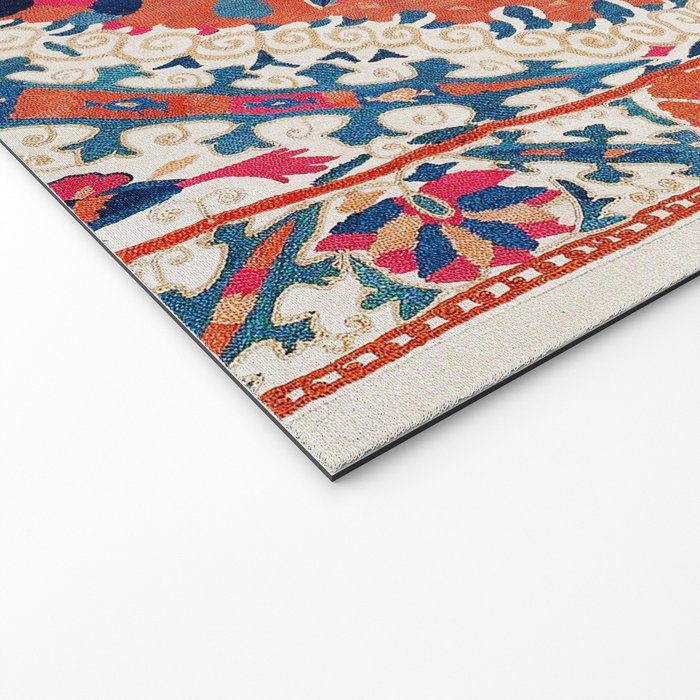 Large Medallion Suzani Bokhara Uzbekistan Embroidery Print Welcome Mat Gallery Image 2
