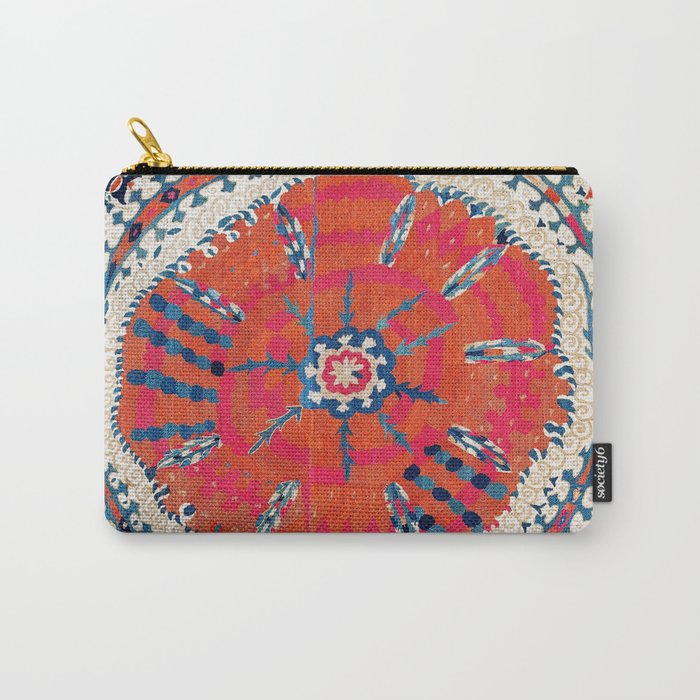 Large Medallion Suzani Bokhara Uzbekistan Embroidery Print Carry All Pouch Gallery Image 1