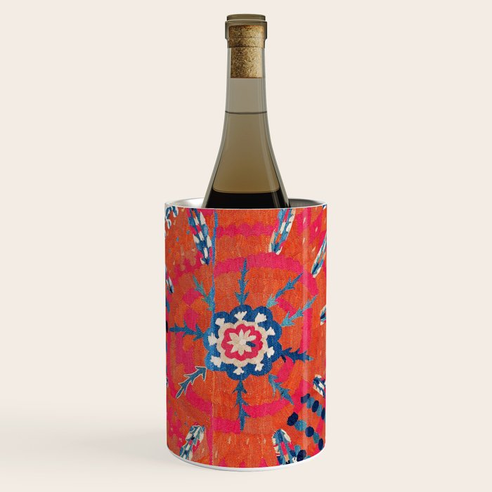 Large Medallion Suzani Bokhara Uzbekistan Embroidery Print Wine Chiller Gallery Image 1