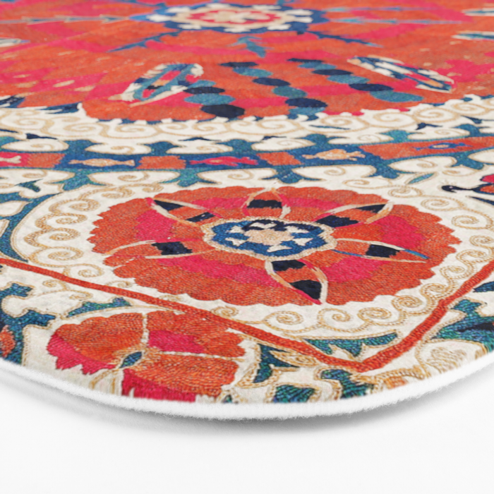 Large Medallion Suzani Bokhara Uzbekistan Embroidery Print Bath Mat Gallery Image 3