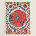 Large Medallion Suzani Bokhara Uzbekistan Embroidery Print Jigsaw Puzzle Gallery Image 1
