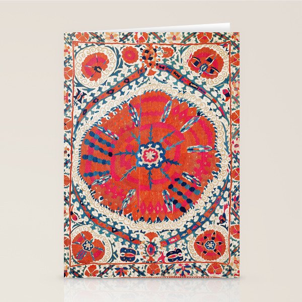 Large Medallion Suzani Bokhara Uzbekistan Embroidery Print Stationery Card Gallery Image 2