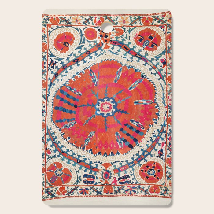 Large Medallion Suzani Bokhara Uzbekistan Embroidery Print Cutting Board Gallery Image 1